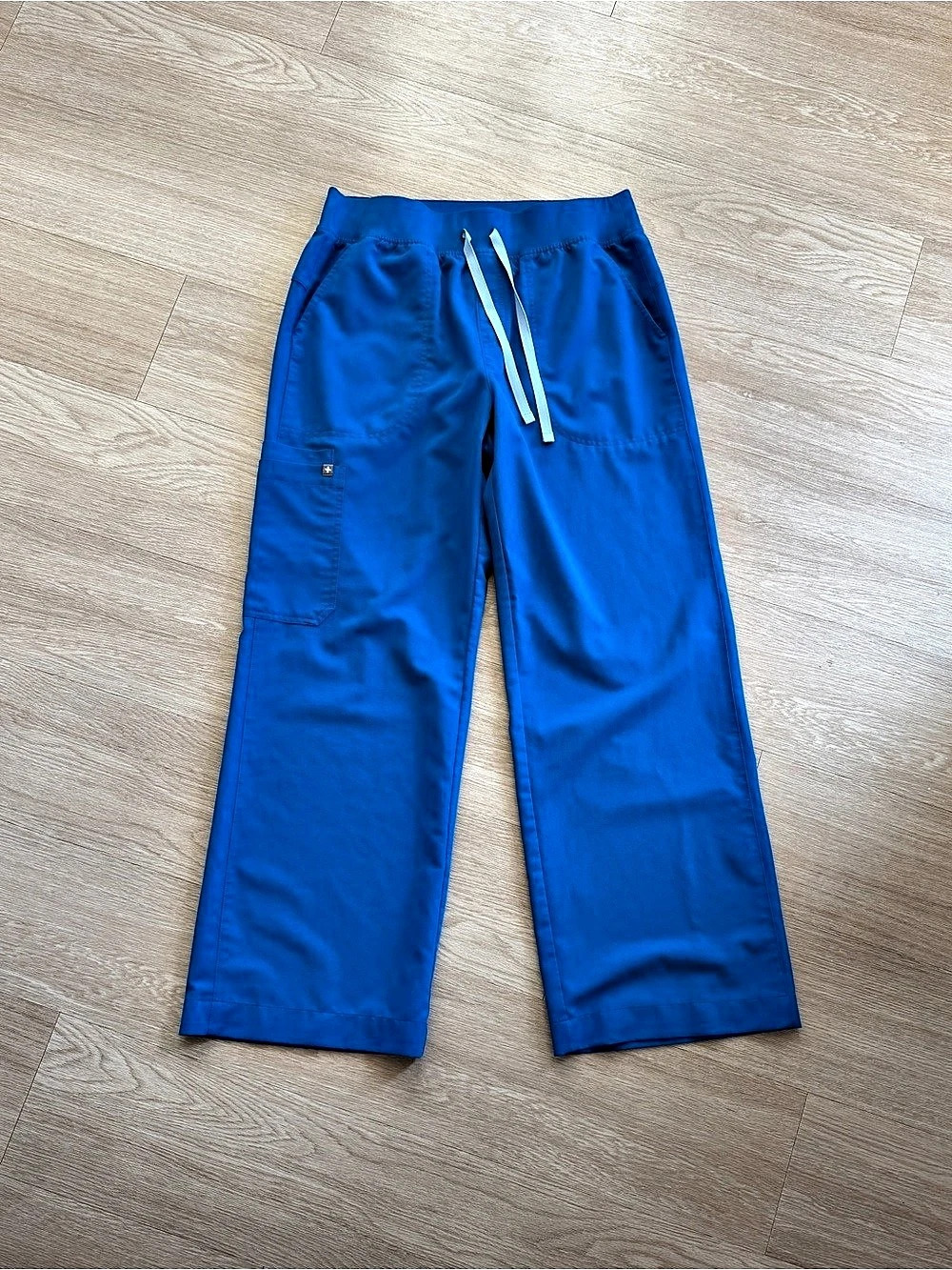 FIGS Scrubs Pants Womens Large Royal Blue Straight Wide Leg 30” Inseam Bottoms